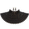 Chunky Faux Pearls Choker Collar Necklace Set