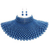 Chunky Faux Pearls Choker Collar Necklace Set