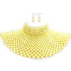 Chunky Faux Pearls Choker Collar Necklace Set