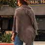 Button Neck Fringe Poncho