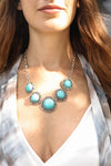 Turquoise Statement Necklace With Silver Chain