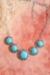Turquoise Statement Necklace With Silver Chain