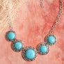 Turquoise Statement Necklace With Silver Chain