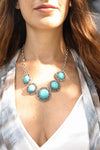 Turquoise Statement Necklace With Silver Chain