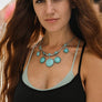 Turquoise Charm Necklace With Silver Links