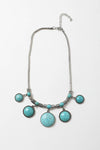 Turquoise Charm Necklace With Silver Links