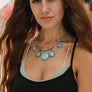 Turquoise Charm Necklace With Silver Links