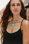 Turquoise Charm Necklace With Silver Links