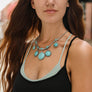 Turquoise Charm Necklace With Silver Links