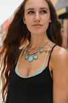 Turquoise Charm Necklace With Silver Links
