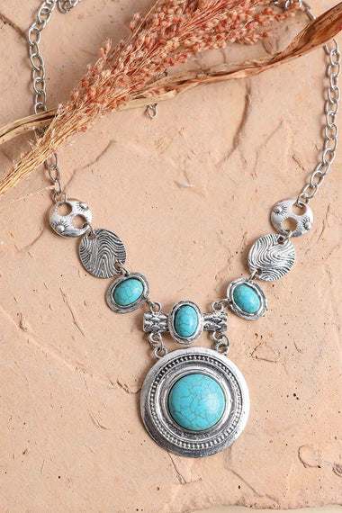 Silver Stepping Stone Necklace With Turquoise