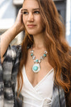 Silver Stepping Stone Necklace With Turquoise