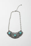Silver Collar Necklace With Turquoise Accents