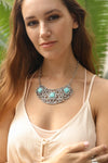Silver Collar Necklace With Turquoise Stones