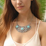 Silver Collar Necklace With Turquoise Stones