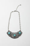 Silver Collar Necklace With Turquoise Accents
