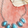 Leaflet Turquoise Necklace With Silver Chain