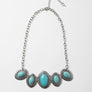 Leaflet Turquoise Necklace With Silver Chain