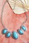Leaflet Turquoise Necklace With Silver Chain
