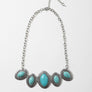 Leaflet Turquoise Necklace With Silver Chain