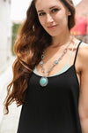 Turquoise Pendant Necklace With Silver Links