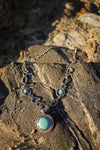 Turquoise Pendant Necklace With Silver Links