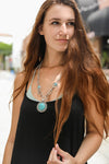 Turquoise Pendant Necklace With Silver Links