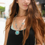Turquoise Pendant Necklace With Silver Links