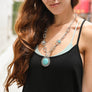 Turquoise Pendant Necklace With Silver Links