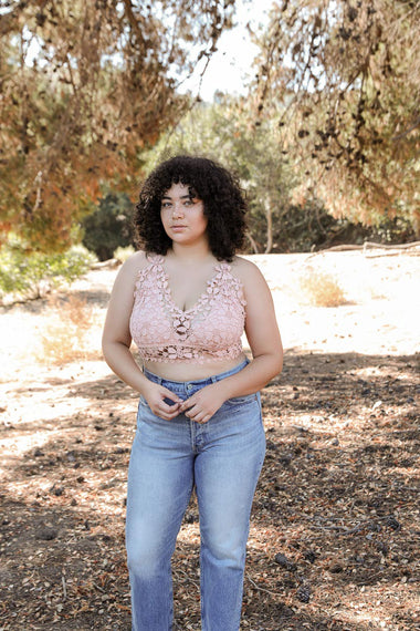 Crochet Daisy Lace Longline Bralette Plus