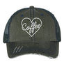 Heart and Coffee Embroidered Trucker Hat