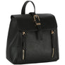 DIONA J FASHION SMOOTH BUCKLE ZIPPER CONVERTIBLE LEATHER BACKPACK COLOR BLACK