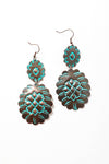 Turquoise Flower Drop Earrings - Vintage Style