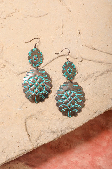 Turquoise Flower Drop Earrings - Vintage Style