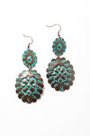 Turquoise Flower Drop Earrings - Vintage Style