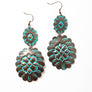 Turquoise Flower Drop Earrings - Vintage Style