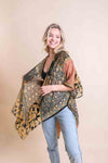 Patterned Velvet Kimono Wrap - Luxurious Layers