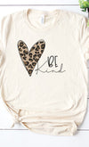 Leopard heart be kind graphic tee