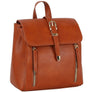 DIONA J FASHION SMOOTH BUCKLE ZIPPER CONVERTIBLE LEATHER BACKPACK COLOR BROWN