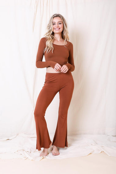 Flared Stretchy Lounge Pants With Relaxed Fit