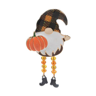 Gnome with Pumpkin Single Brooch