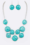 Pebble Stone Statement Necklace Set