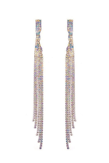 Long Twisted 5 Lines Rhinestone Earrings