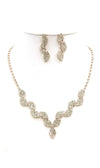 Clouded oblong Rhinestone Necklace Set