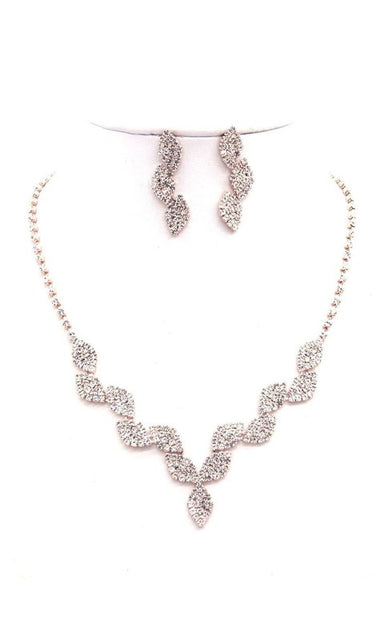 Clouded oblong Rhinestone Necklace Set
