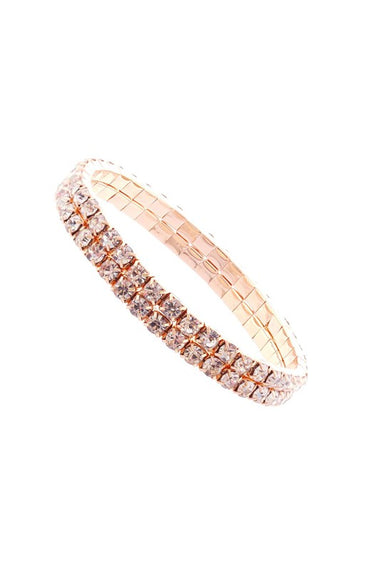 2 Row Strand Line Stretch Rhinestone Bracelet