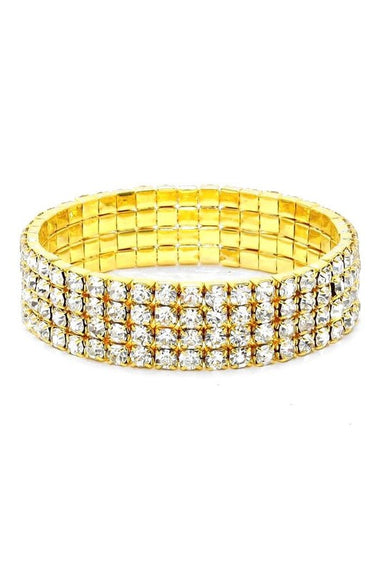 4 Row Strand Line Stretch Rhinestone Bracelet