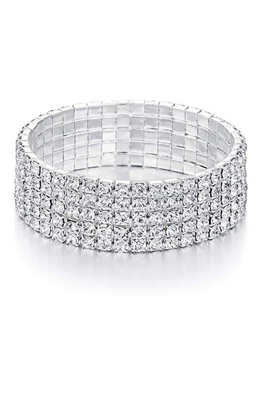 5 Row Strand Line Stretch Rhinestone Bracelet