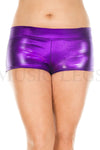 Plus size metallic booty shorts with waist band