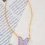 GEM STONE BUTTERFLY PENDANT NECKLACE